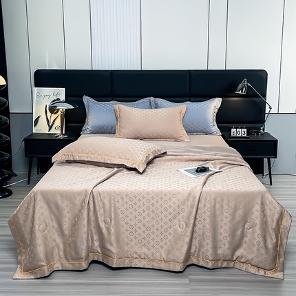 91家纺网 家纺一手货源 找家纺 丽卡家纺 2024新款水洗天丝夏被四件套-艾诺维 艾维-香槟