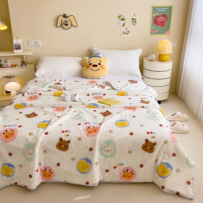 91家纺网 家纺一手货源 找家纺 米菲 2024新款A类凉感丝印花夏被夏凉被被芯 饼干动物