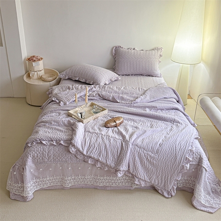91家纺网 家纺一手货源 找家纺 （总）源舜家纺 2025新款泡芙棉大蕾丝床盖款三件套