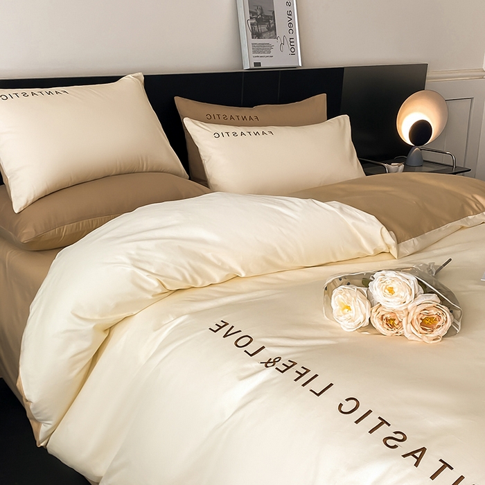 91家纺网 家纺一手货源 找家纺 澳梵家居 2024新款60s全棉刺绣四件套--罗曼克系列 罗曼克-奶白金