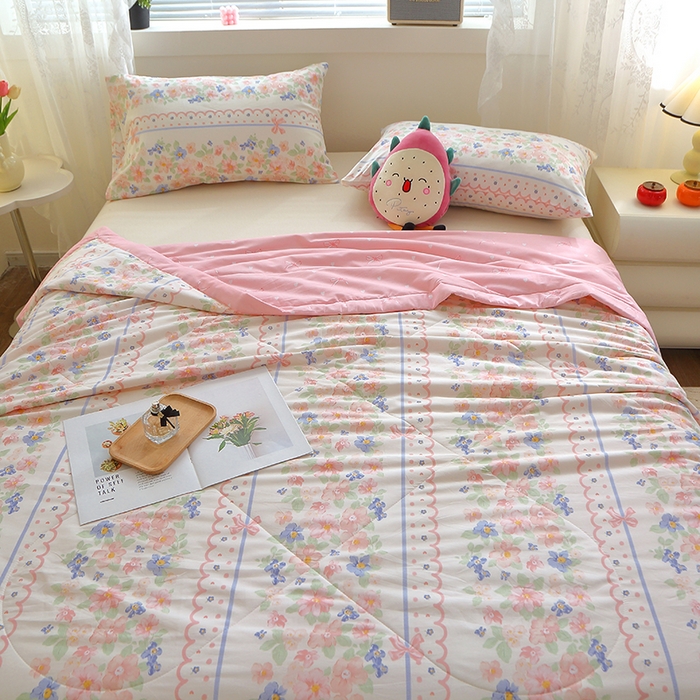 91家纺网 家纺一手货源 找家纺 金柚子2024新款全棉印花夏凉被 繁花