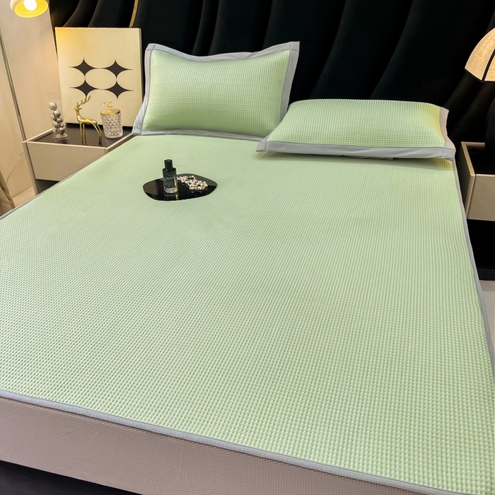 91家纺网 家纺一手货源 找家纺 慕尚 2025新款华夫格床笠凉席 华夫格绿