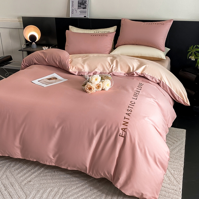 91家纺网 家纺一手货源 找家纺 澳梵家居 2024新款60s全棉刺绣四件套--罗曼克系列 罗曼克-蜜豆粉