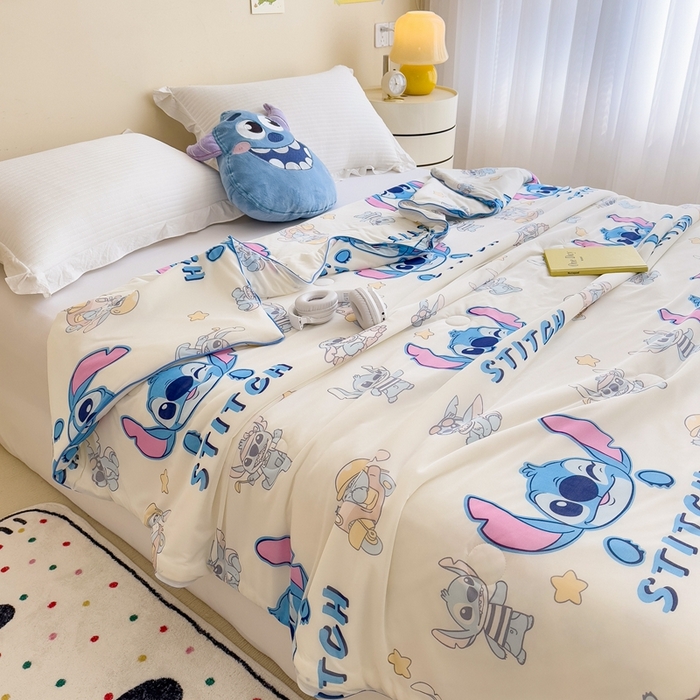 91家纺网 家纺一手货源 找家纺 米菲 2024新款A类凉感丝印花夏被夏凉被被芯 迪士尼-史迪仔