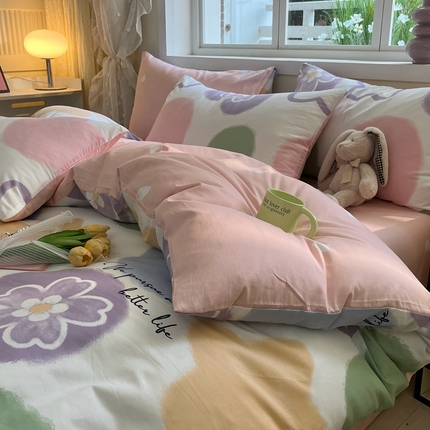 91家纺网 家纺一手货源 找家纺 红馆 2025年全棉12868印花系列四件套玛卡龙