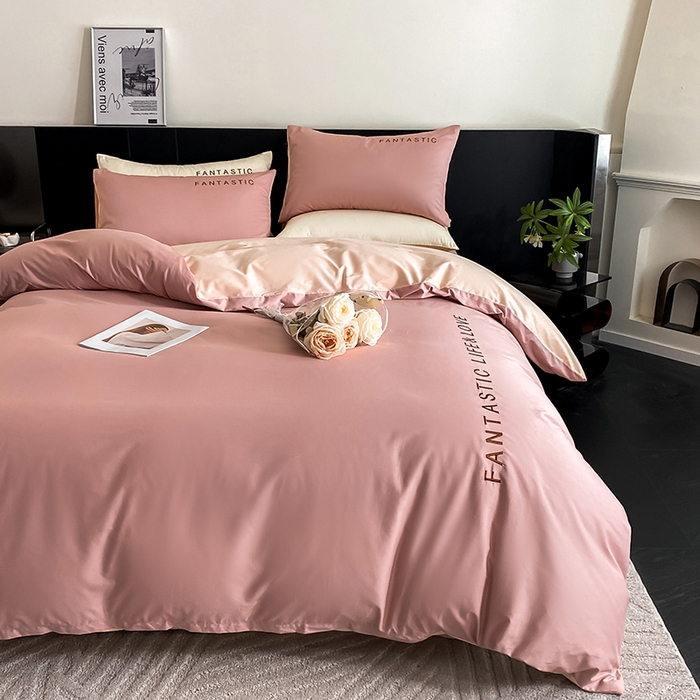 91家纺网 家纺一手货源 找家纺 澳梵家居 2024新款60s全棉刺绣四件套--罗曼克系列 罗曼克-蜜豆粉