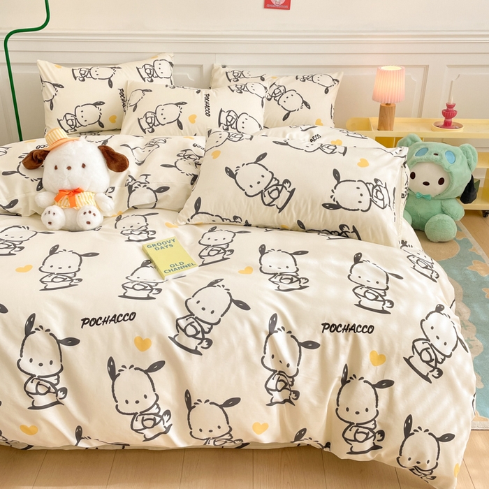 91家纺网 家纺一手货源 找家纺 博雅 2024新款全棉三丽鸥卡通四件套-AA版帕恰狗 乖乖帕恰狗