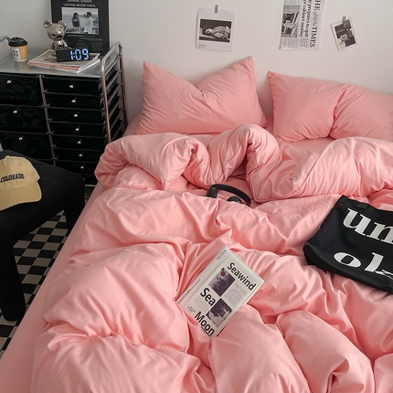 91家纺网 家纺一手货源 找家纺 （总）思诺羽床笠 2025新款高克重水洗棉纯色混搭四件套系列