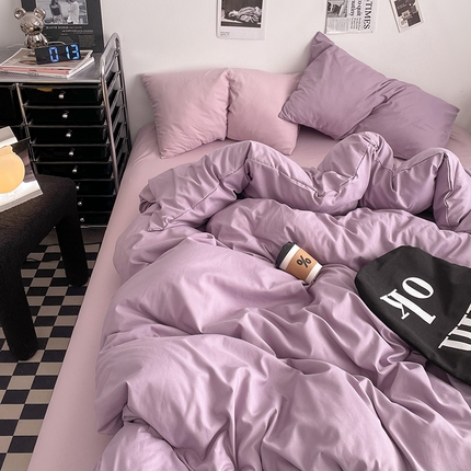 91家纺网 家纺一手货源 找家纺 （总）思诺羽床笠 2025新款高克重水洗棉纯色混搭四件套系列