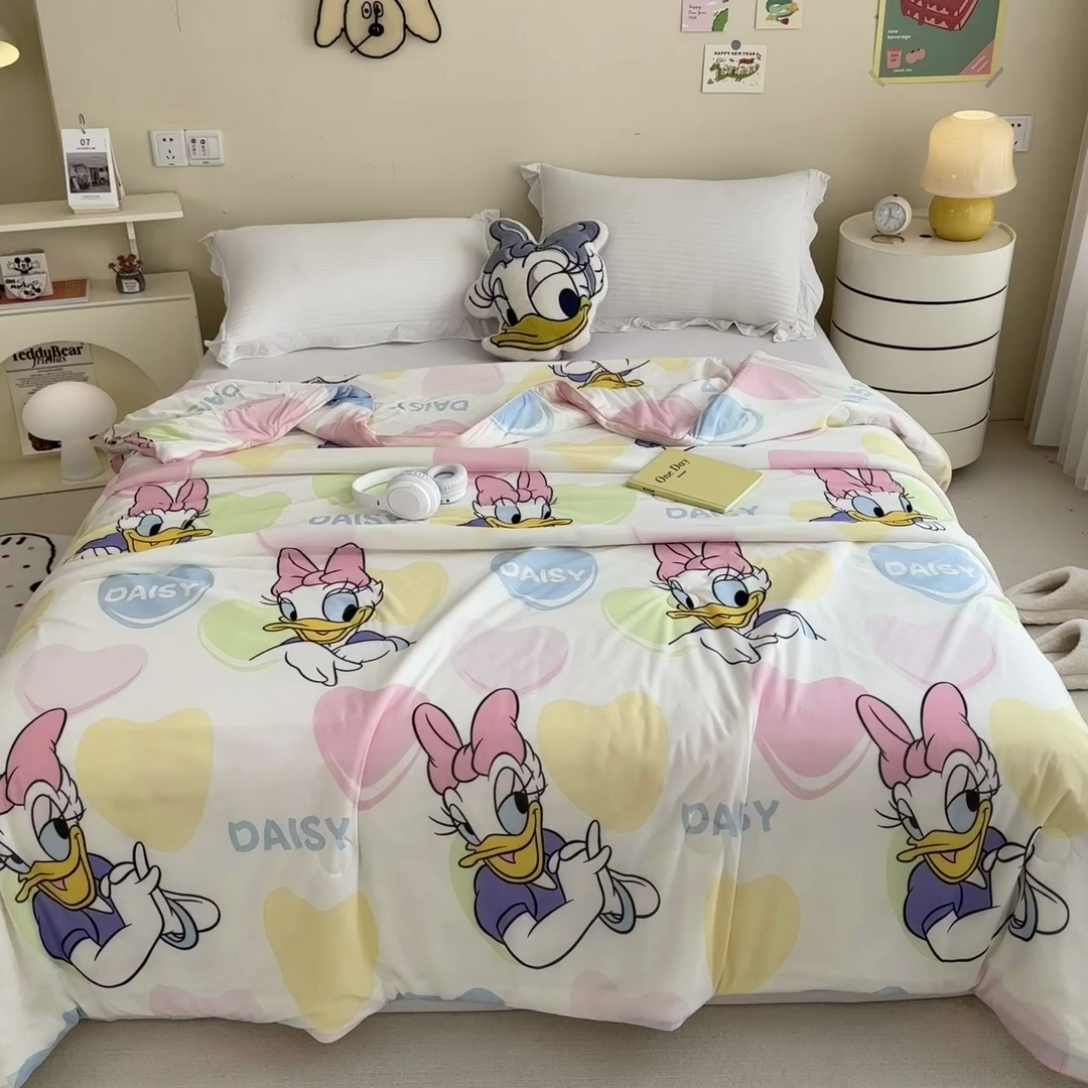 91家纺网 家纺一手货源 找家纺 米菲 2024新款A类凉感丝印花夏被夏凉被被芯 迪士尼-爱心唐老鸭