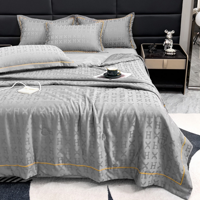 91家纺网 家纺一手货源 找家纺 丽卡家纺 2024新款60s贡缎提花水洗天丝夏被四件套-莫奈 莫奈-高级灰