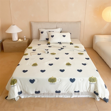 91家纺网 家纺一手货源 找家纺 （总）头等舱 2024新款针织棉凉感氨纶A类印花大豆抗菌夏被