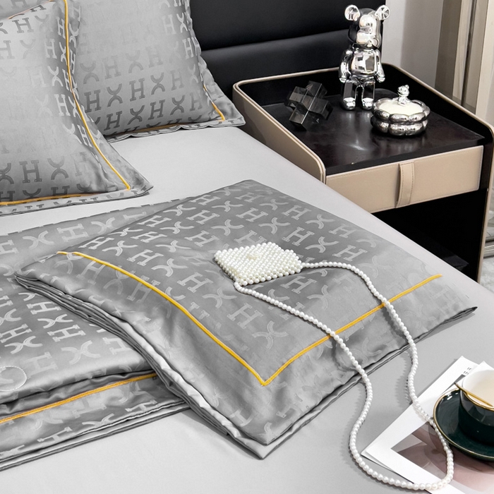 91家纺网 家纺一手货源 找家纺 丽卡家纺 2024新款60s贡缎提花水洗天丝夏被四件套-莫奈 莫奈-高级灰