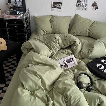 91家纺网 家纺一手货源 找家纺 （总）思诺羽床笠 2025新款高克重水洗棉纯色混搭四件套系列