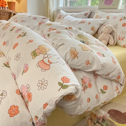 91家纺网 家纺一手货源 找家纺 （总）花伞家居 2025新款水洗棉印花四件套