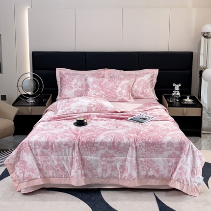 91家纺网 家纺一手货源 找家纺 （总）丽卡家纺 2024新款水洗天丝印花夏被四件套
