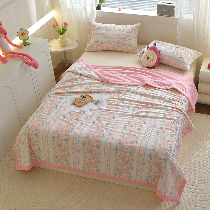 91家纺网 家纺一手货源 找家纺 金柚子2024新款全棉印花夏凉被 繁花