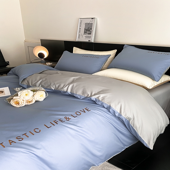 91家纺网 家纺一手货源 找家纺 澳梵家居 2024新款60s全棉刺绣四件套--罗曼克系列 罗曼克-莱茵蓝