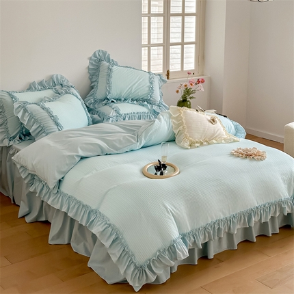 91家纺网 家纺一手货源 找家纺 （总）婳庭家居 2024新款全棉水洗棉提花四件套-心动系列