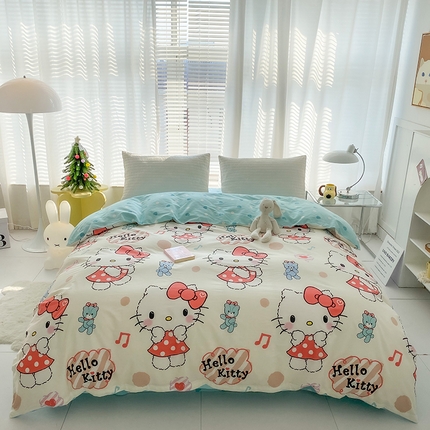 91家纺网 家纺一手货源 找家纺 （总）富馨莱 2024新款正版授权KT全棉印花四件套 学生床三件套