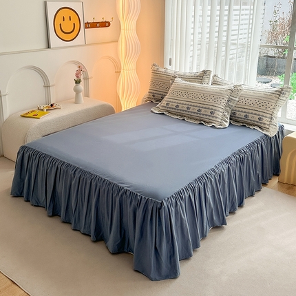 91家纺网 家纺一手货源 找家纺 帅露家纺 2025新款全棉法式淑女花边款四件套 菲尔庄园-蓝