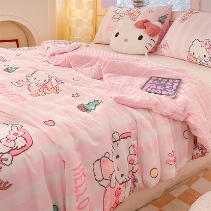 91家纺网 家纺一手货源 找家纺 （总）无界 2024新款凉感针织棉印花夏被-三丽鸥风格一