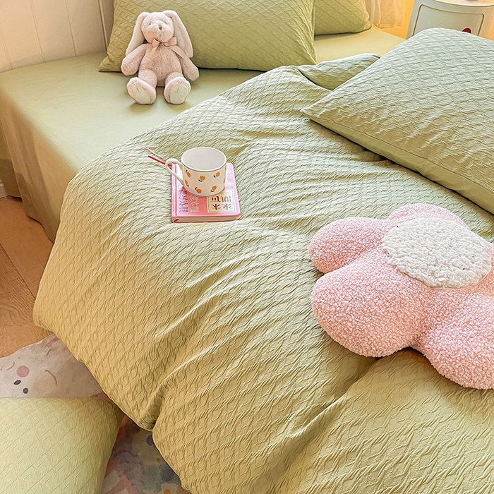 91家纺网 家纺一手货源 找家纺 （总）琪格格纺织 2023新款全棉泡泡纱小提花四件套