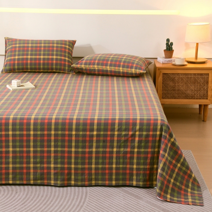 91家纺网 家纺一手货源 找家纺 一禾2024新款A类亲肤舒适全棉色织单品系列-单床单 小晴空-灰