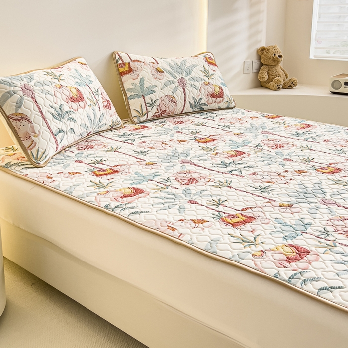 91家纺网 家纺一手货源 找家纺 氧家 2024新款0.5加厚凉感丝乳胶凉席三件套 雨林大象