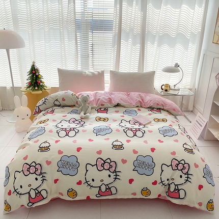 91家纺网 家纺一手货源 找家纺 （总）富馨莱 2024新款正版授权KT全棉印花四件套 学生床三件套