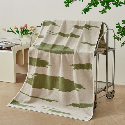 悦然毛巾被 2024新款高密40支全棉提花浴巾系列 迷彩-绿 70x140cm/条