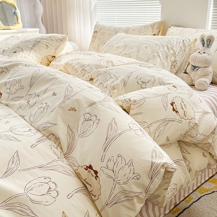 91家纺网 家纺一手货源 找家纺 2024新款全棉印花四件套 云半岛