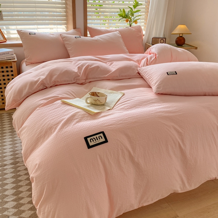 91家纺网 家纺一手货源 找家纺 （总）梦之岛 2024新款miu贴标水洗磨毛华夫格四件套