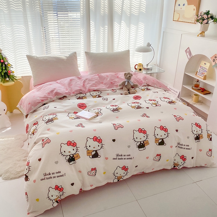 91家纺网 家纺一手货源 找家纺 （总）富馨莱 2024新款正版授权KT全棉印花四件套 学生床三件套