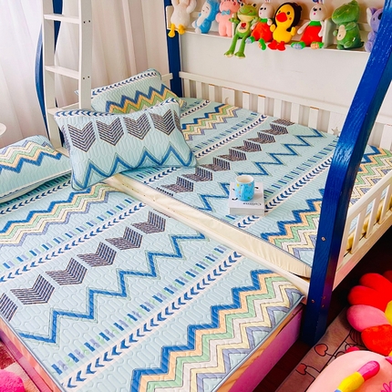 91家纺网 家纺一手货源 找家纺 （总）小虾米 2024新款上下床乳胶凉席床笠款印花凉席三件套