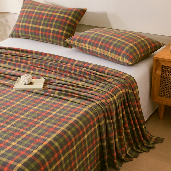 91家纺网 家纺一手货源 找家纺 一禾2024新款A类亲肤舒适全棉色织单品系列-单床单 小晴空-灰