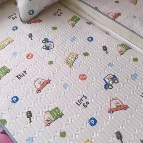 91家纺网 家纺一手货源 找家纺 小虾米 2024新款上下床乳胶凉席床笠款印花凉席三件套 小汽车