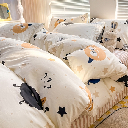 2024新款全棉印花四件套 毛球怪