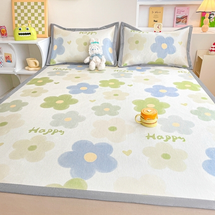 91家纺网 家纺一手货源 找家纺 （总）川悦生活 2024爆款大版小清新卡通冰丝席凉席