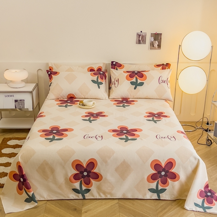 91家纺网 家纺一手货源 找家纺 金泰莱 2025新款老粗布凉席老粗布床单软凉席三件套藤席 花随