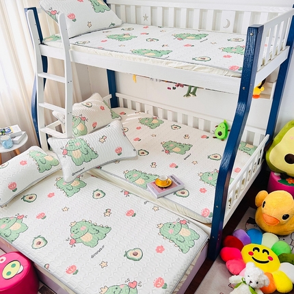 91家纺网 家纺一手货源 找家纺 （总）小虾米 2024新款上下床乳胶凉席床笠款印花凉席三件套