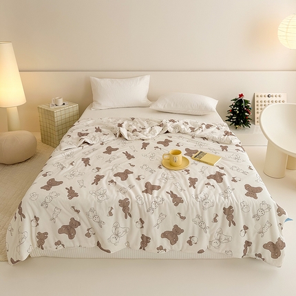 珺柔 2024新款 华夫格针织夏凉被夏被空调被 快乐熊