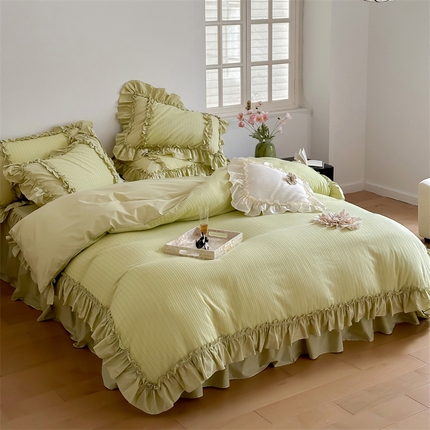 91家纺网 家纺一手货源 找家纺 （总）婳庭家居 2024新款全棉水洗棉提花四件套-心动系列