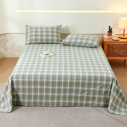 一禾2024新款A类亲肤舒适全棉色织单品系列-单床单 简兮绿