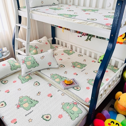 小虾米 2024新款上下床乳胶凉席床笠款印花凉席三件套 趣味恐龙