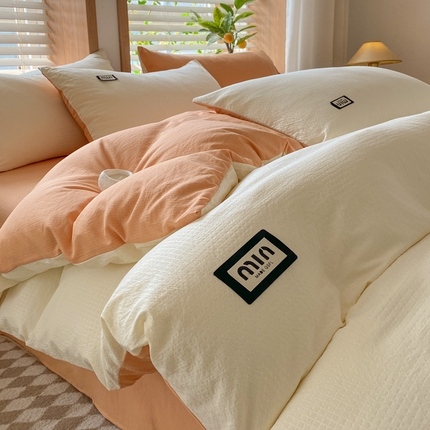 梦之岛 2024miu贴标水洗磨毛华夫格四件套 miumiu -白橘