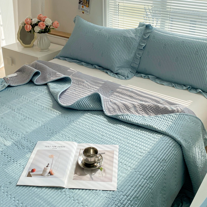 91家纺网 家纺一手货源 找家纺 （总）胜权家纺 2024新款A类60S天丝夹棉绣花床盖三件套