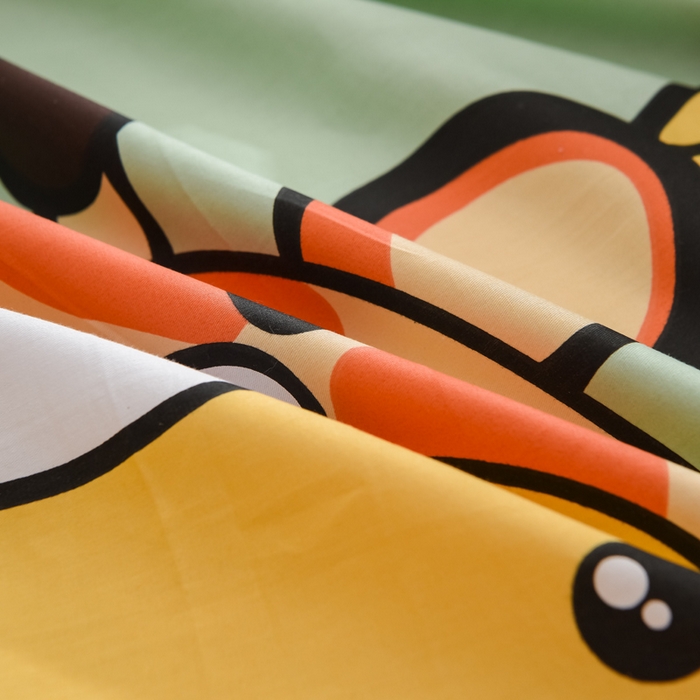 91家纺网 家纺一手货源 找家纺 沐白家居 2024新款纯棉喷气133*72二次元大版印花单床笠 趣味