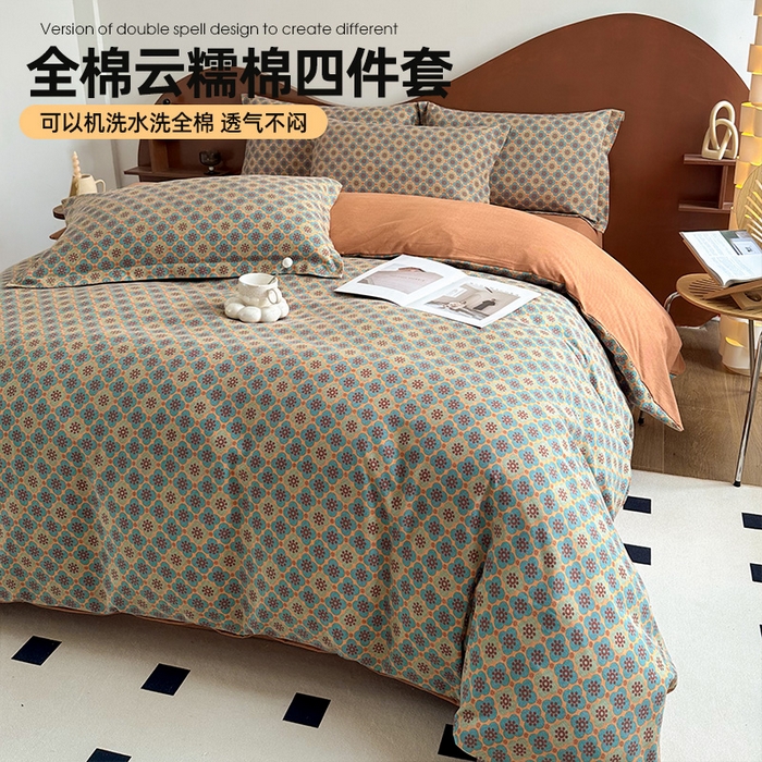 91家纺网 家纺一手货源 找家纺 丝芙妮家居（原乐视家纺） 2025新款全棉混纺云糯棉双层纱套件系列 莱茵