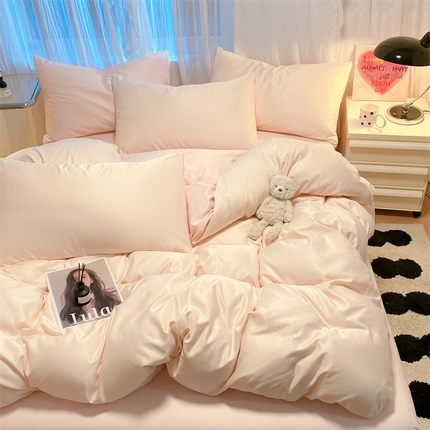 91家纺网 家纺一手货源 找家纺 （总）床绮 2024新款亲肤水洗真丝刺绣四件套双拼款-简妮系列